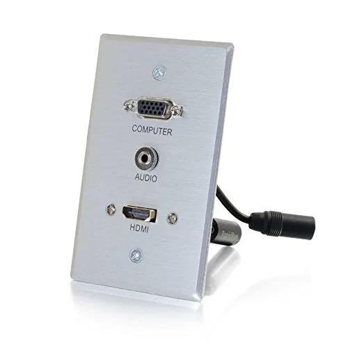 C2g 60152 Rapidrun Hdmi Single Gang Wall Plate Transmitter With Vga + 