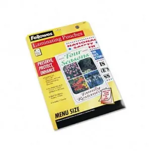 Fellowes 52011 Laminating Pouches Menu 3mil 25pk,dds Must Be Ordered I