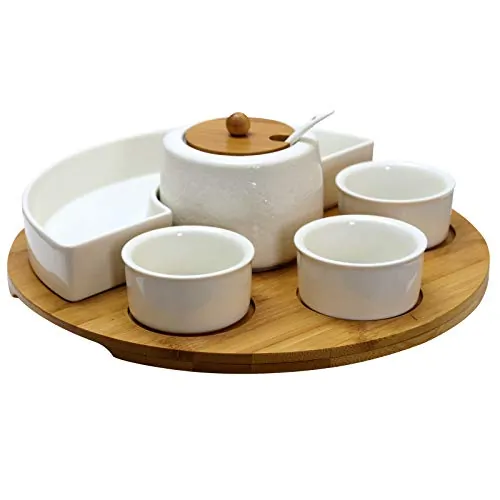 Elama EL-159 Elegant 8-piece Stoneware Appetizer Serving Set With Tray