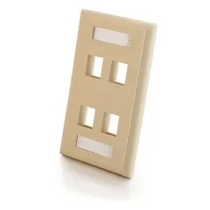 C2g 03713 4-port Single Gang Multimedia Keystone Wall Plate - Ivory - 