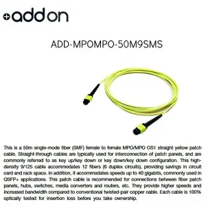 Addonics ADD-MPOMPO-50M9SMS 50m 40gb Mpompo12 Fiber 9125  Yellow Sm St