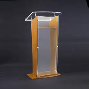 Amplivox SN350006 Wood  Clear Acrylic Floor Lectern, 28in