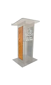 SN354006 | Amplivox Clear Acrylic Lectern with Oak Panel