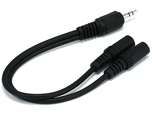Monoprice 6-Inch Stereo Plug to Dual Stereo Jack Cable