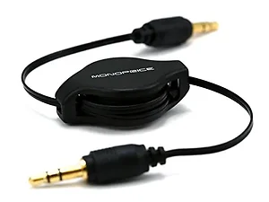 6753 | Monoprice 2.5FT Retractable Audio Cable - Black with