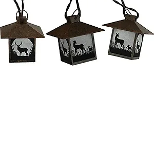 414 | Rivers Edge Rivers Edge Rustic Deer Lantern Light Set