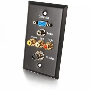 C2g 40963 - Mounting Plate - Hd-15, Rca X 3, 4 Pin Mini-din, Mini-phon