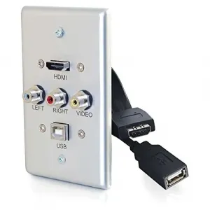 C2g 39876 Single Gang Usb, Composite And Hdmi Wall Plate Aluminum