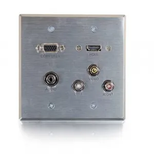 C2g 60137 Rapidrun Hdmi Double Gang Wall Plate With Vga, Stereo Audio,