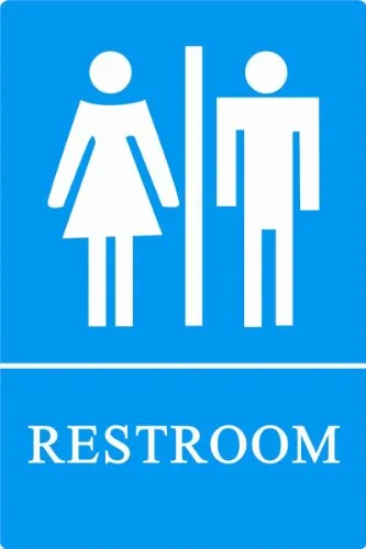 Inland 5473 Sign Restroom 6by 9 Blue