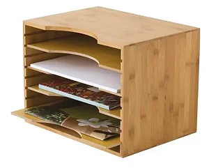 811 | Lipper Adjustable Bamboo File Organizer with 4