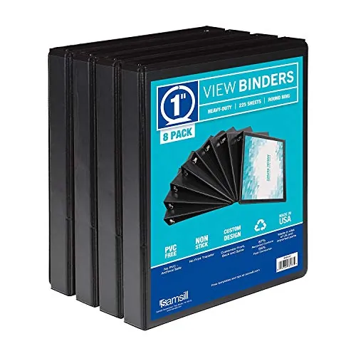 Samsill S88430 Black Presentation Binders With Customization - 8 Pack