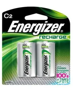 Energizer NH35BP-2 Recharge Universal Rechargeable C Batteries, 2 Pack