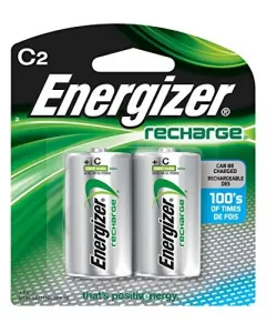 Energizer NH35BP-2 Recharge Universal Rechargeable C Batteries, 2 Pack