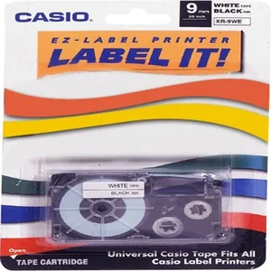 XR-9WES | Casio CWL-300 Label Printer Tape - 9mm Black on