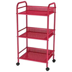 38436006 | Atlantic 3-Tier Red Shelving Cart for Easy