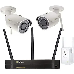 QCW4-2EP-1E | Q See 4 Channel Wi-Fi NVR with 2 x 3MP Bullet