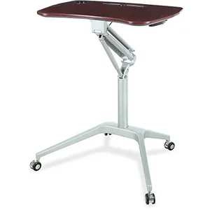 LLR84839 | Lorell Height-Adjustable Mobile Desk in Mahogany