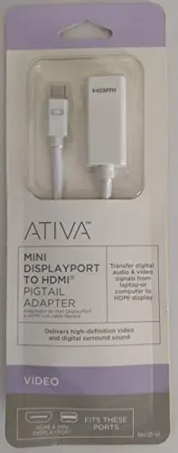 Ativa Ativa Mini DisplayPort to HDMI Female Adapter - White