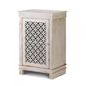 Accent 10018836 Geometric Cutwork Distressed White Cabinet