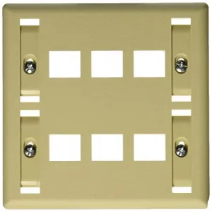 Hubbell IFP26EI 6-port Double Gang Rear-loading Face Plate - Ivory