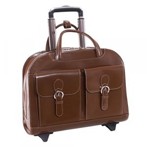 Mcklein 96184A Davis Leather Wheeled Laptop    Case 15.4in Brown