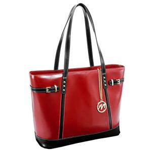 Mcklein 97566 Serafina Leather Tote   Italian Leather Red