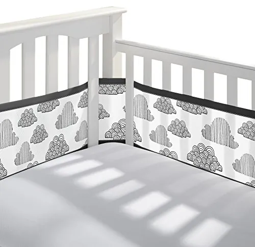 Breathablebaby 14017 Breathable Mesh Printed Crib Liner - Clouds Black