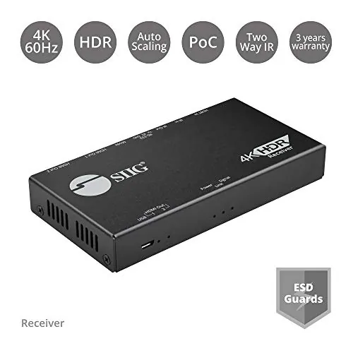 Siig CE-H24P11-S1 Hdmi 2.0 4k Hdr Hdbaset Receiver With Ir Pass-throug