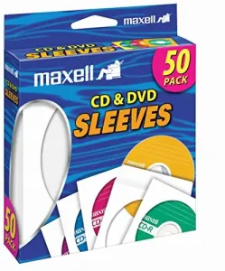 Maxell max190135 White Cd  Dvd Sleeves - Sleeve - Slide Insert - White