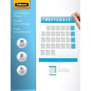 Fellowes RA26834 Self Adhesive Laminating Sheets, Letter, 3mil, 50 Pac