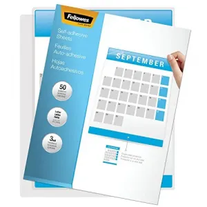 Fellowes RA26834 Self Adhesive Laminating Sheets, Letter, 3mil, 50 Pac