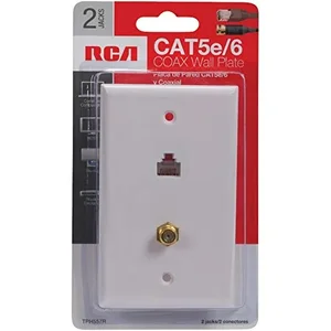 RA20678 | Rca Cat-5e/6 F Connector Wall Plate with Coaxial