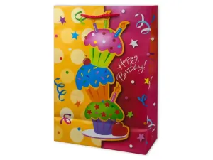 Bulk AF398 Medium Happy Birthday Glitter Giftbag