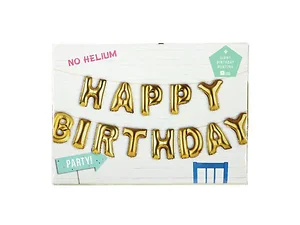 AF423 | Bulk Buys Golden Happy Birthday Balloon Banner for
