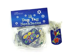 Bulk Buys Assorted Hanukkah Dog Tag Necklaces - 12 Pack