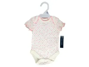 Bulk AT982 Faded Glory Newborn Onesie- Pink Hearts