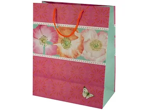 BG537 | Bulk Buys Floral Butterfly Gift Bag with Glitter