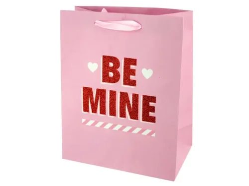 BH440 | Bulk Buys 'Be Mine' Valentine Gift Bag - Pink