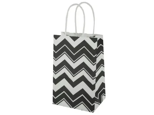 BH459 | Bulk Buys Chic Black Chevron Small Gift Bag with