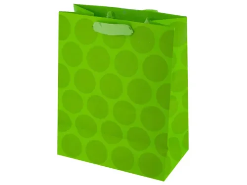 BH462 | Bulk Buys Medium Lime Green Polka Dot Gift Bag
