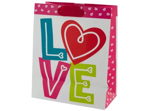 BH539 | Bulk Buys Colorful Valentine's Gift Bag with Heart