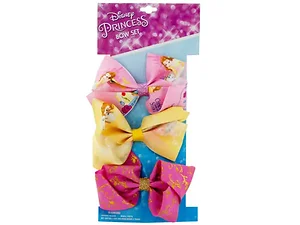 Bulk Buys Disney Princess Glitter Bow Hair Clips Set - 3