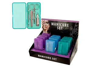 Bulk Buys Compact 4-Piece Travel Manicure Set with Display