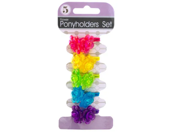 Bulk BI853 Clasp-free Colored Flower Ponyholders Set