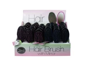 Bulk BI924 Hair Brush With Mirror Countertop Display