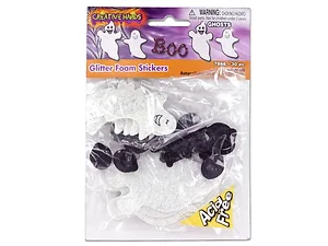 CC471 | Bulk Buys Halloween Ghost Glitter Stickers - 30 Fun