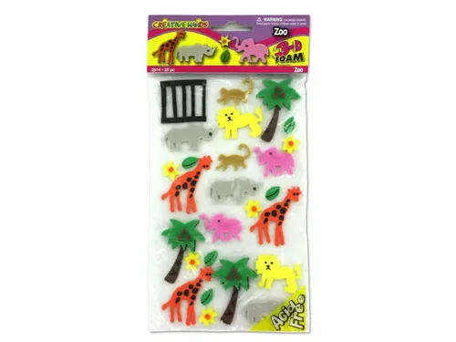 CC473 | Bulk Buys Fun Zoo-Themed 3-D Foam Stickers - 25
