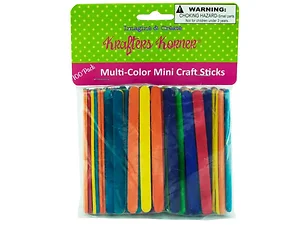CC454 | Bulk Buys Vibrant Assorted Mini Craft Sticks - Pack