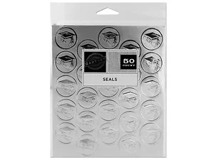 Bulk Buys Silver Graduation Cap Envelope Seals - 50 Pack